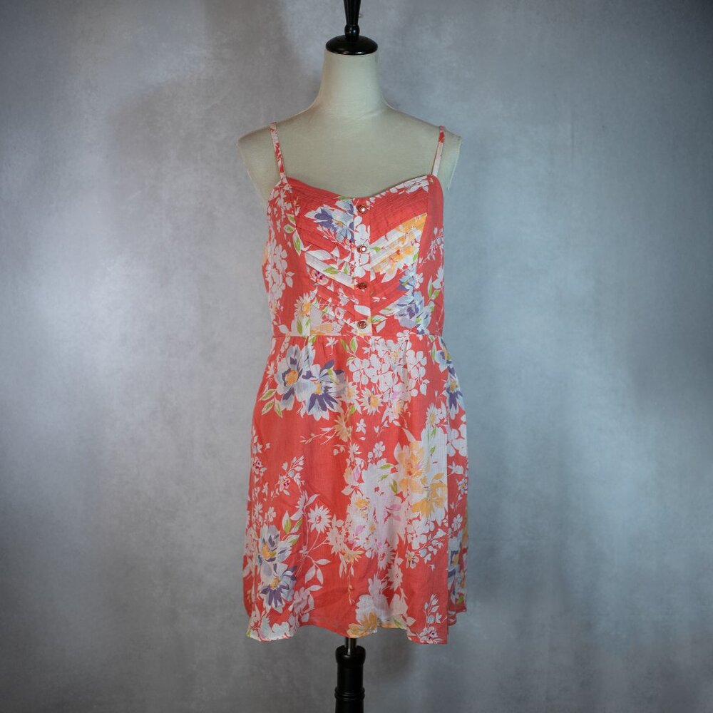 NWT LC Lauren Conrad Womens Mini Dress Sleeveless Floral Coral Red Size 14